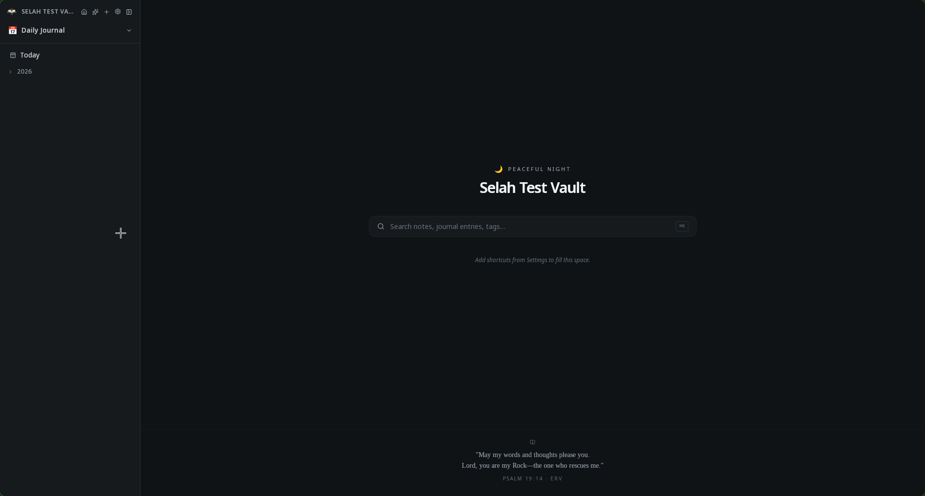 Selah — the main journal view