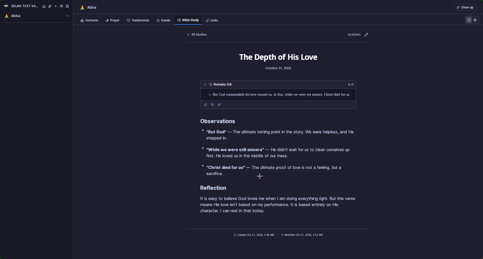 Selah — Bible study view